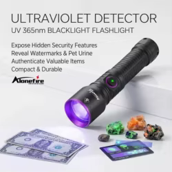 Alonefire Linterna UV luz negra recargable USB para manchas y hongos