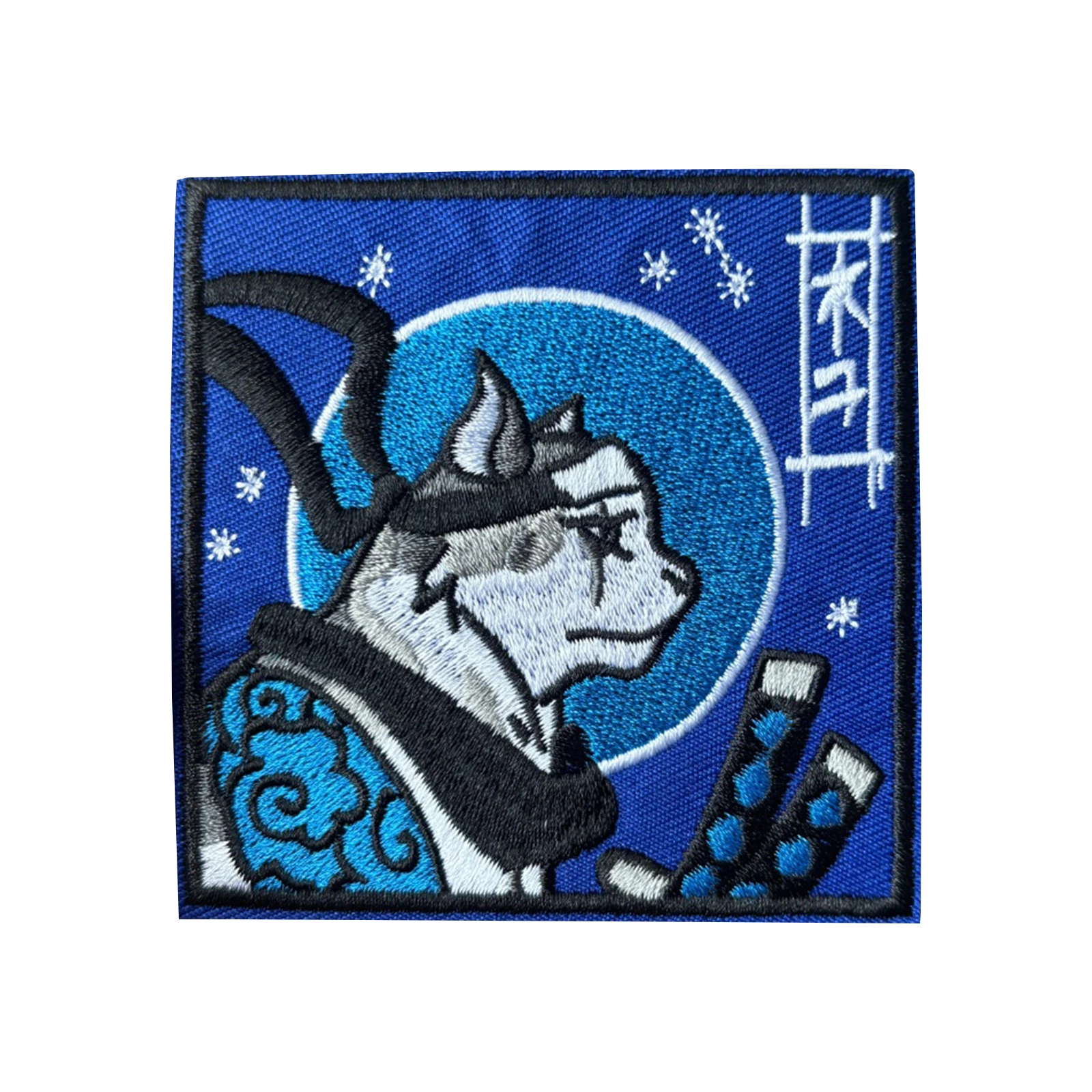 Parche bordado ninja samurái gato japonés con velcro katana azul anime - imagen 2