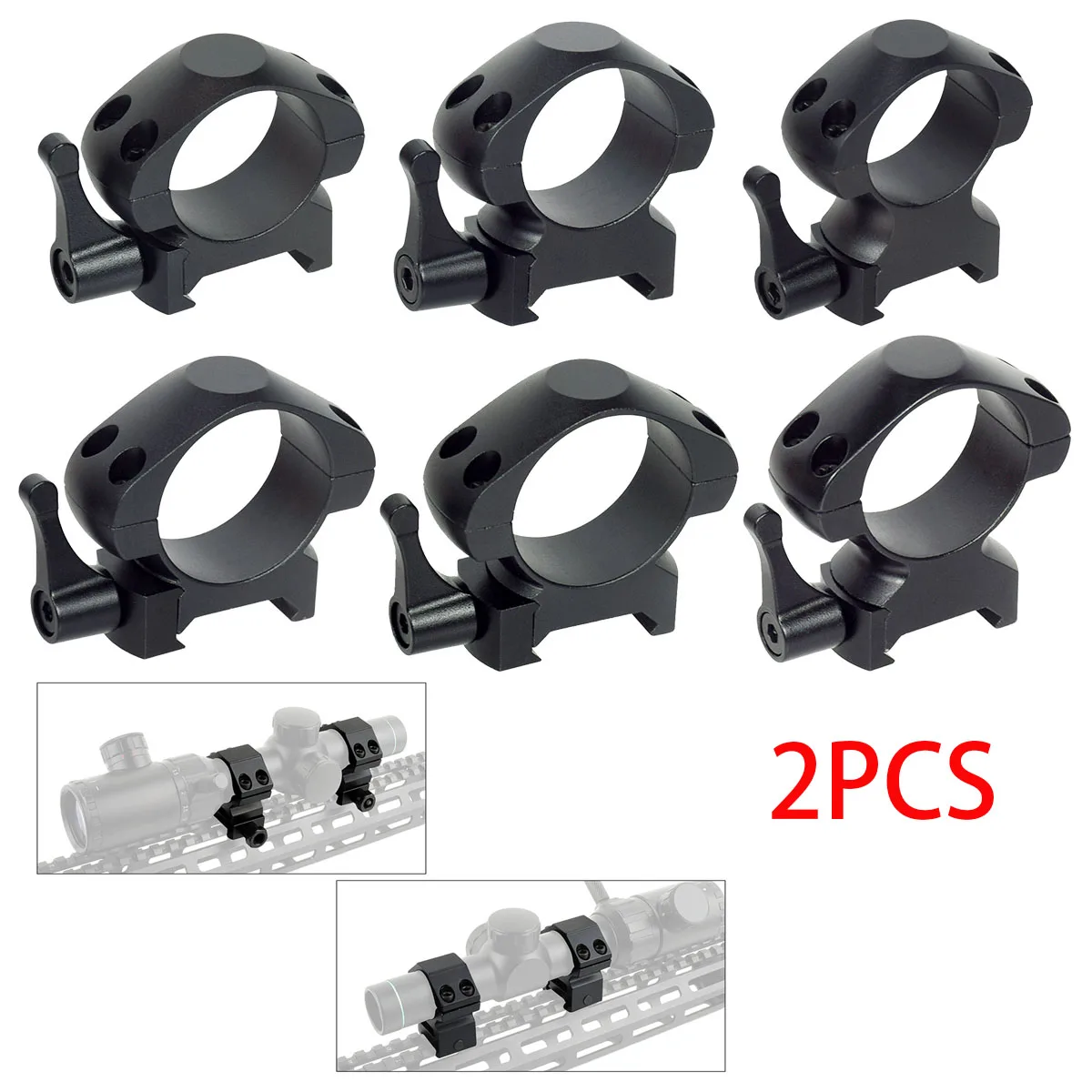 Montura de visor de liberación rápida para riel 20 mm, acero - imagen 2