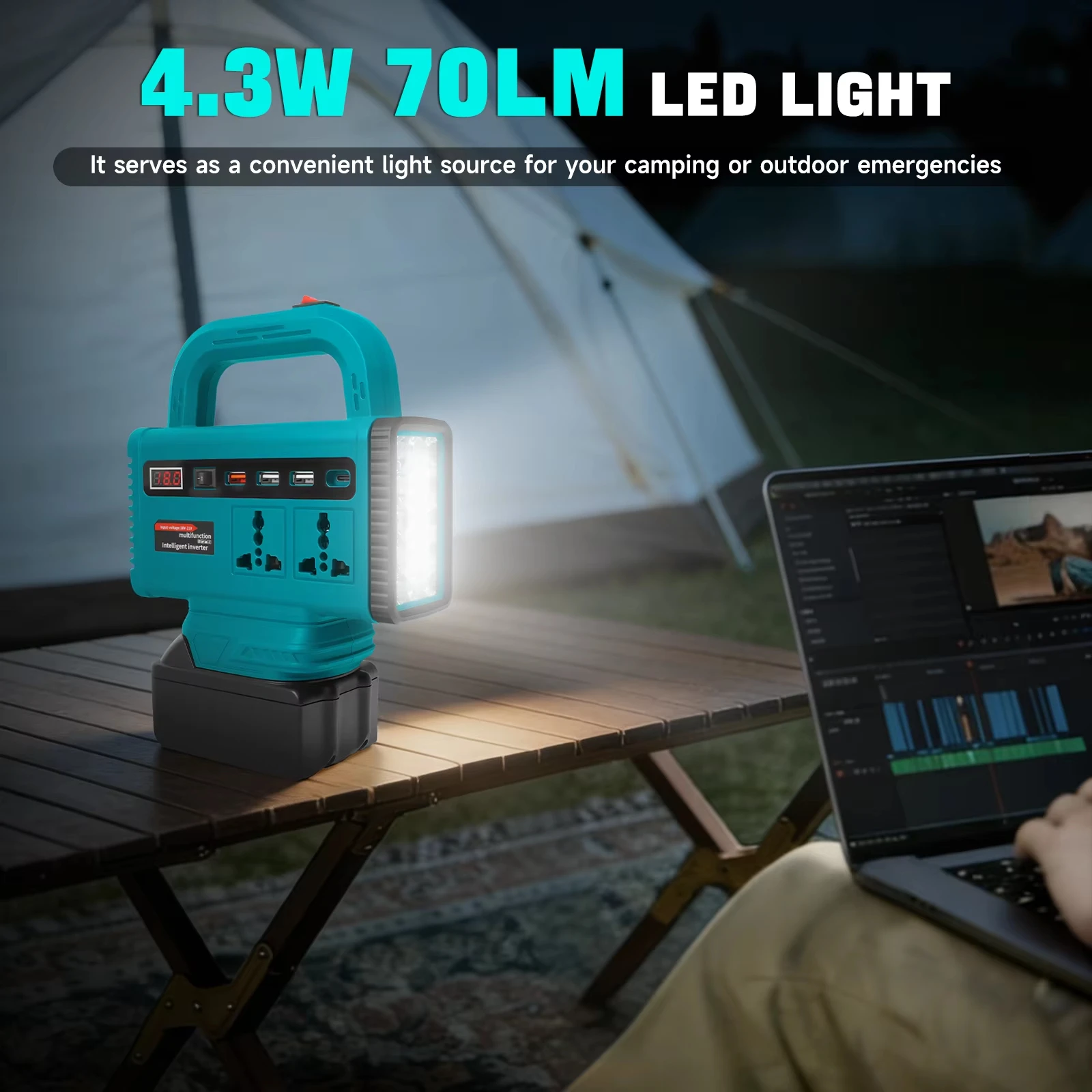 Inversor de corriente 220 V para batería Makita 18 V con USB-C