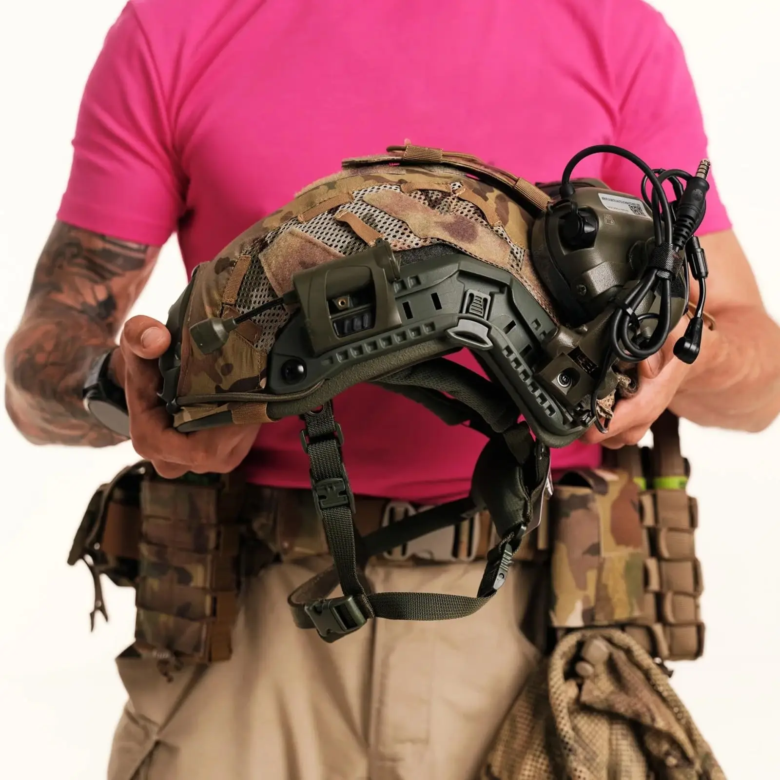 Casco táctico rápido con auriculares y luz para airsoft MilSim - imagen 4