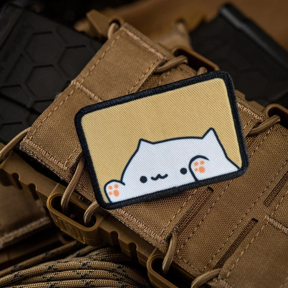 Parche MOLLE Bongo gato gordo adhesivo para mochila