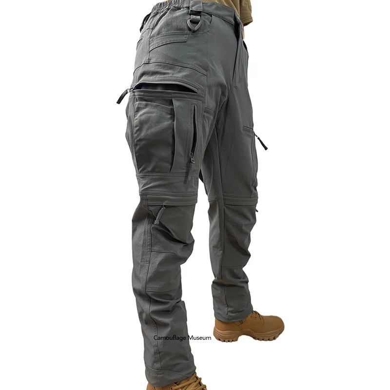 UF pantalones tácticos impermeables grises piel de naranja nailon - imagen 2