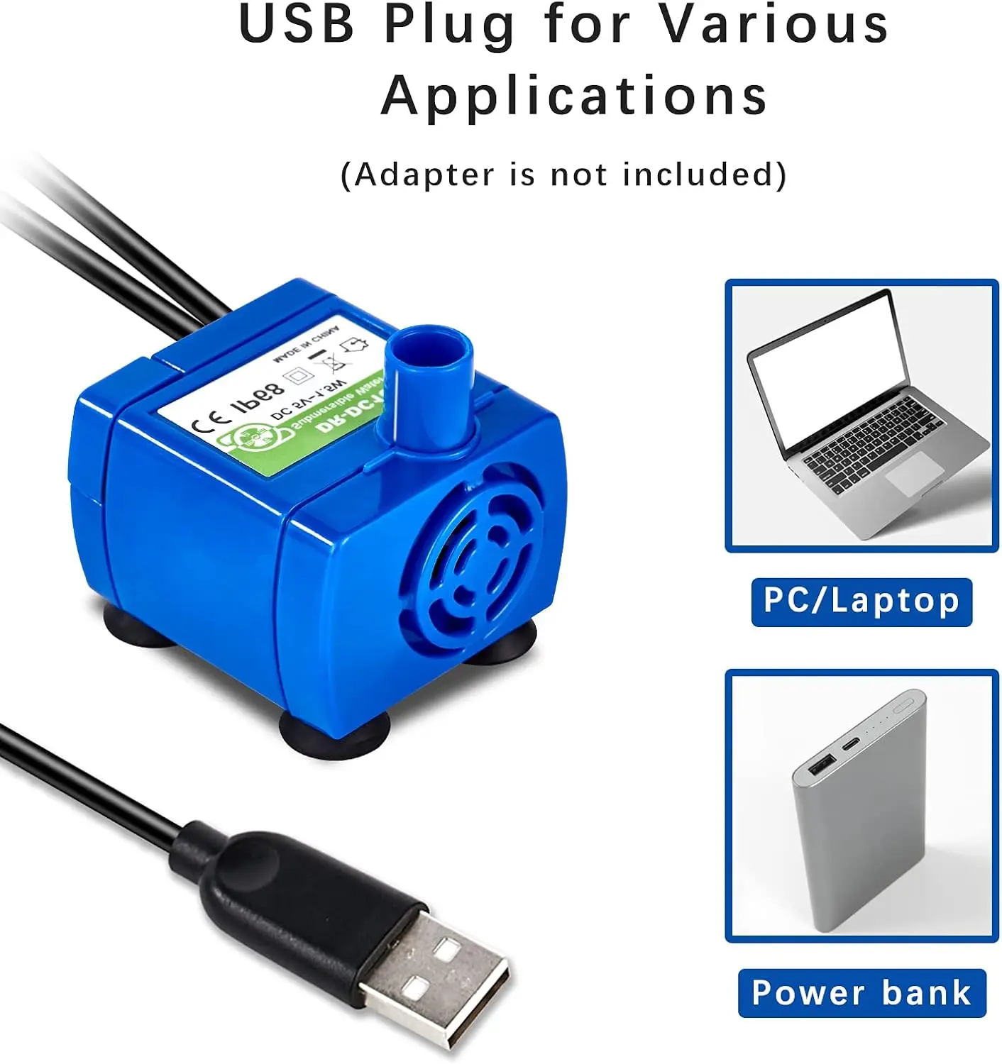 Bomba de agua W5ater bebedero mascotas LED azul USB - imagen 3