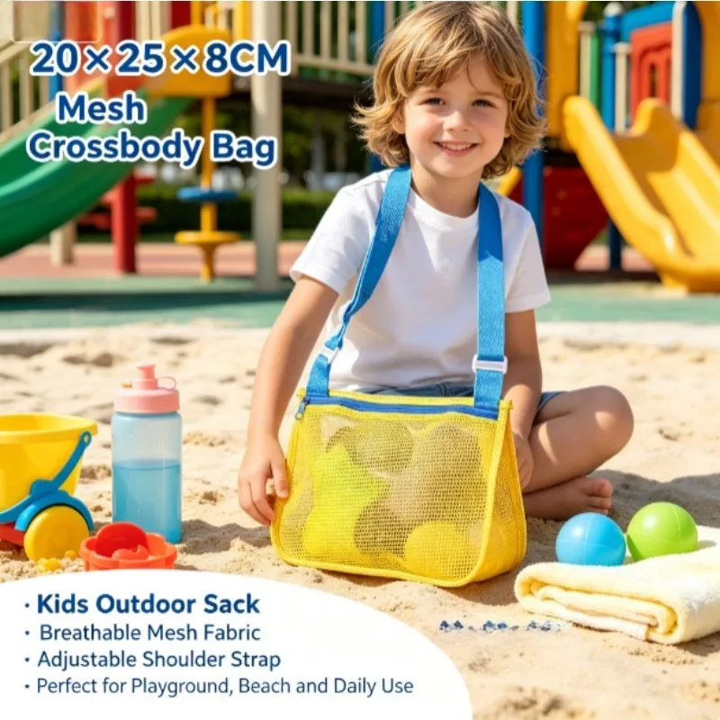 Bolsa de playa infantil de malla con cordón y bandolera - imagen 4