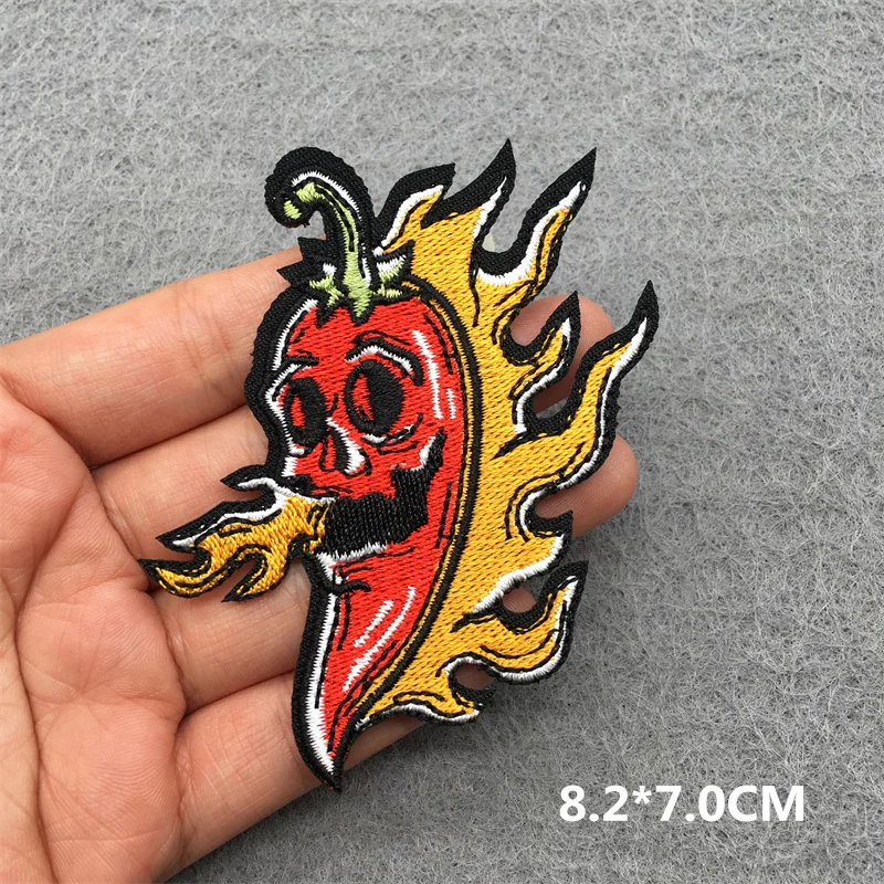 Parche táctico bordado calavera llamas – Para mochila o chaqueta - imagen 2