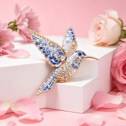 Broche vintage de esmalte de colibrí con strás – animal