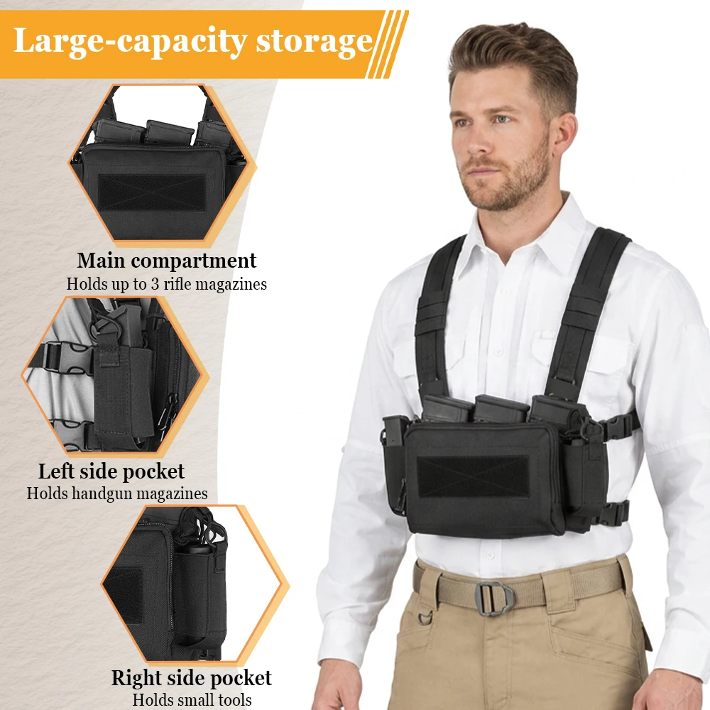 Chest rig táctico con triple portacargador y bolsillo administrativo - imagen 2