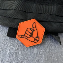 Parche táctico PVC Shaka Chevron naranja y negro con velcro