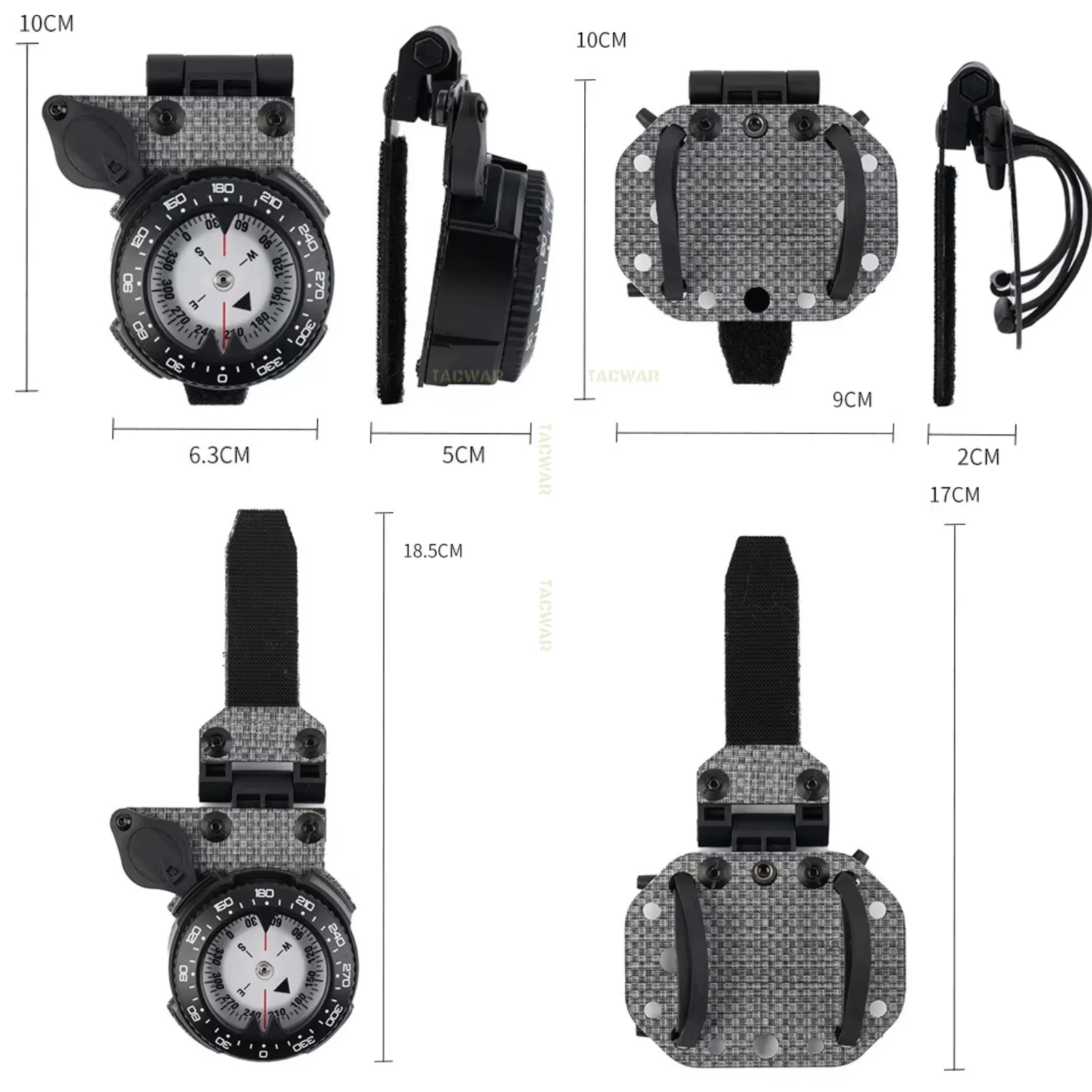 Soporte de teléfono MOLLE con brújula y GPS, luz roja y velcro