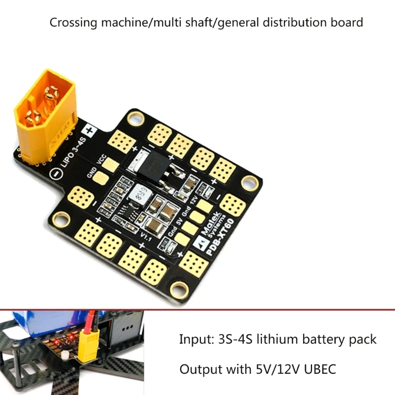 Vista superior del Mini PDB con conectores XT60