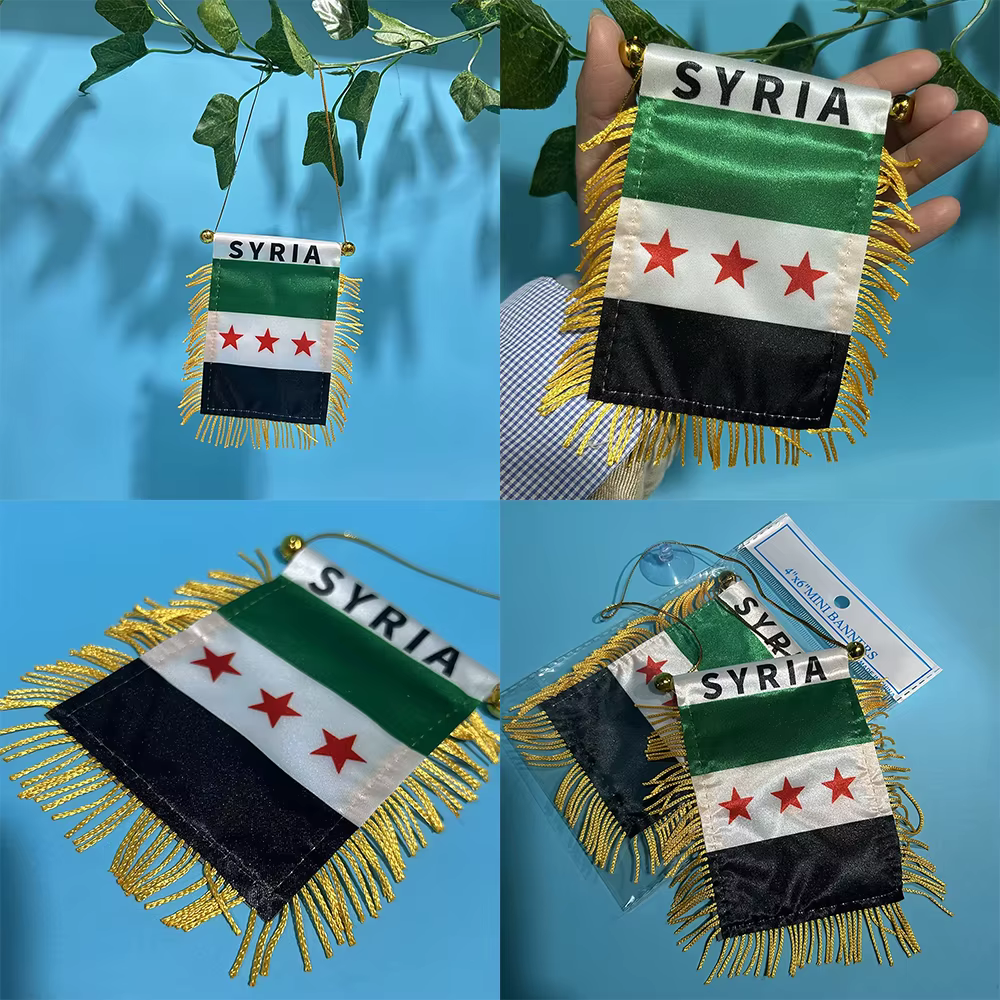 Bandera siria para ventana de coche, poliéster, doble cara