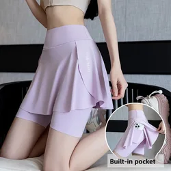 Minifalda deportivo mujer verano – Bolsillos + estampado tiburón para yoga