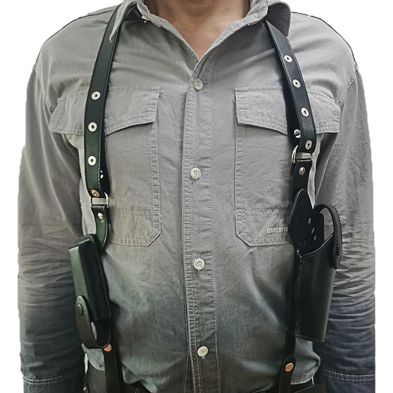 Funda táctica de cuero para pistola vista frontal