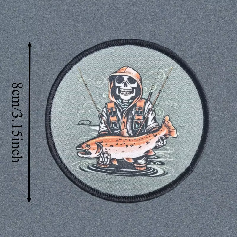 Parche morrón bordado vintage pesca con Velcro – Para mochila o ropa - imagen 3