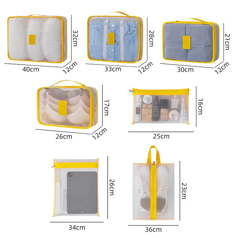 Set de bolsas de viaje en negro y colores vivos