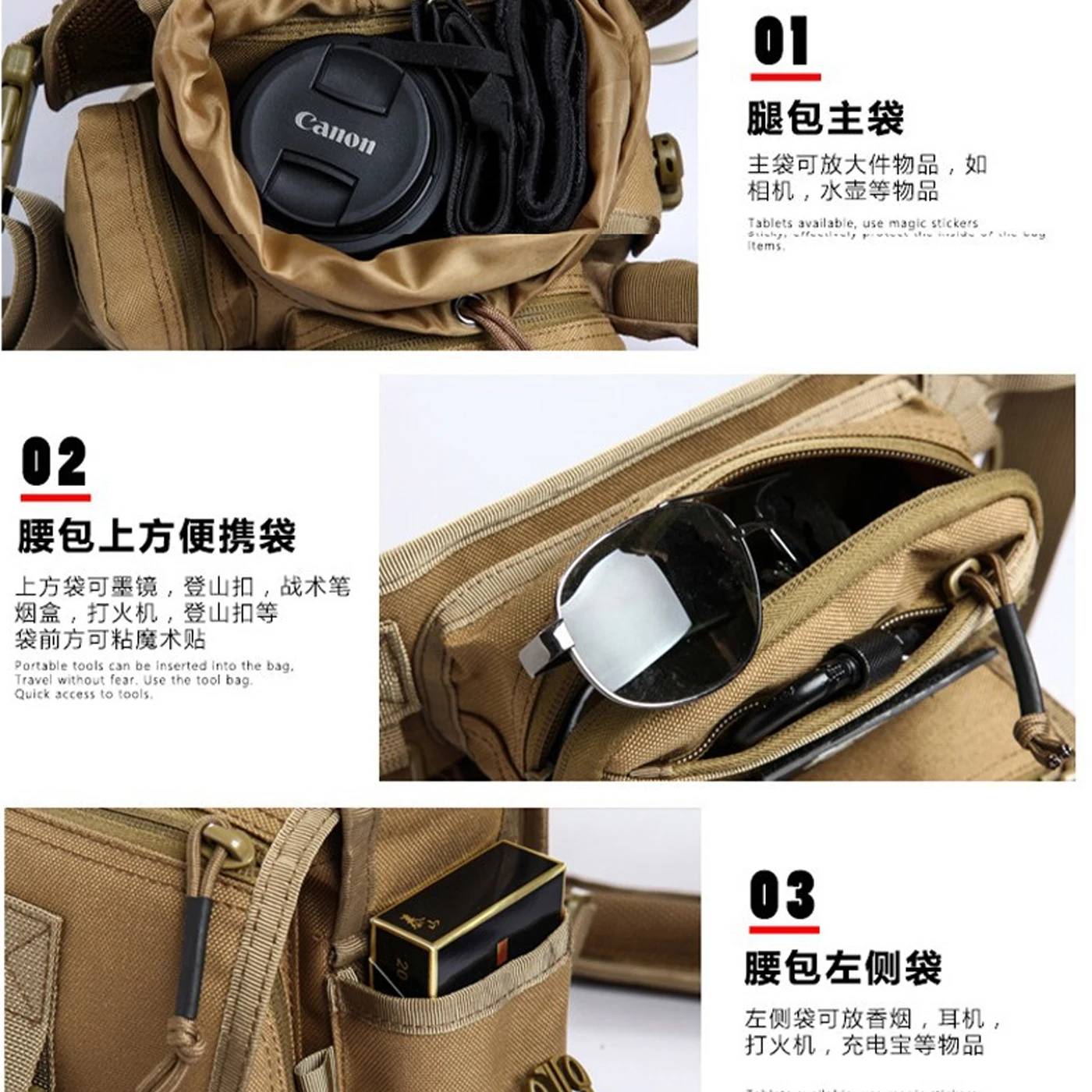 Bolso táctico de muslo para detector metálico, senderismo y bici - imagen 3