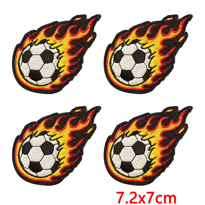 Parches termoadhesivos calavera balón de fútbol bordados para ropa