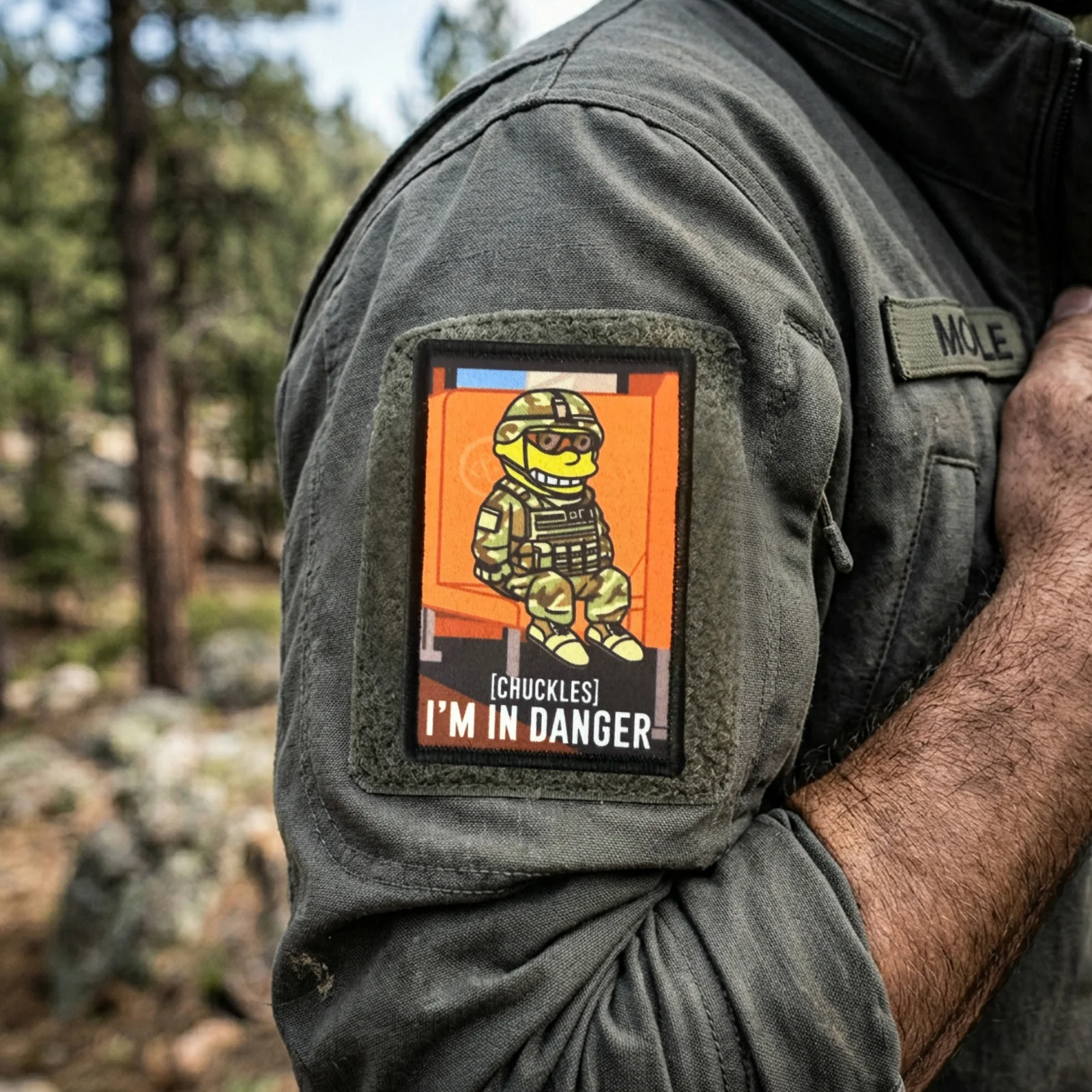 Parche táctico «I'm in Danger» con cierre de gancho y bucle - imagen 5
