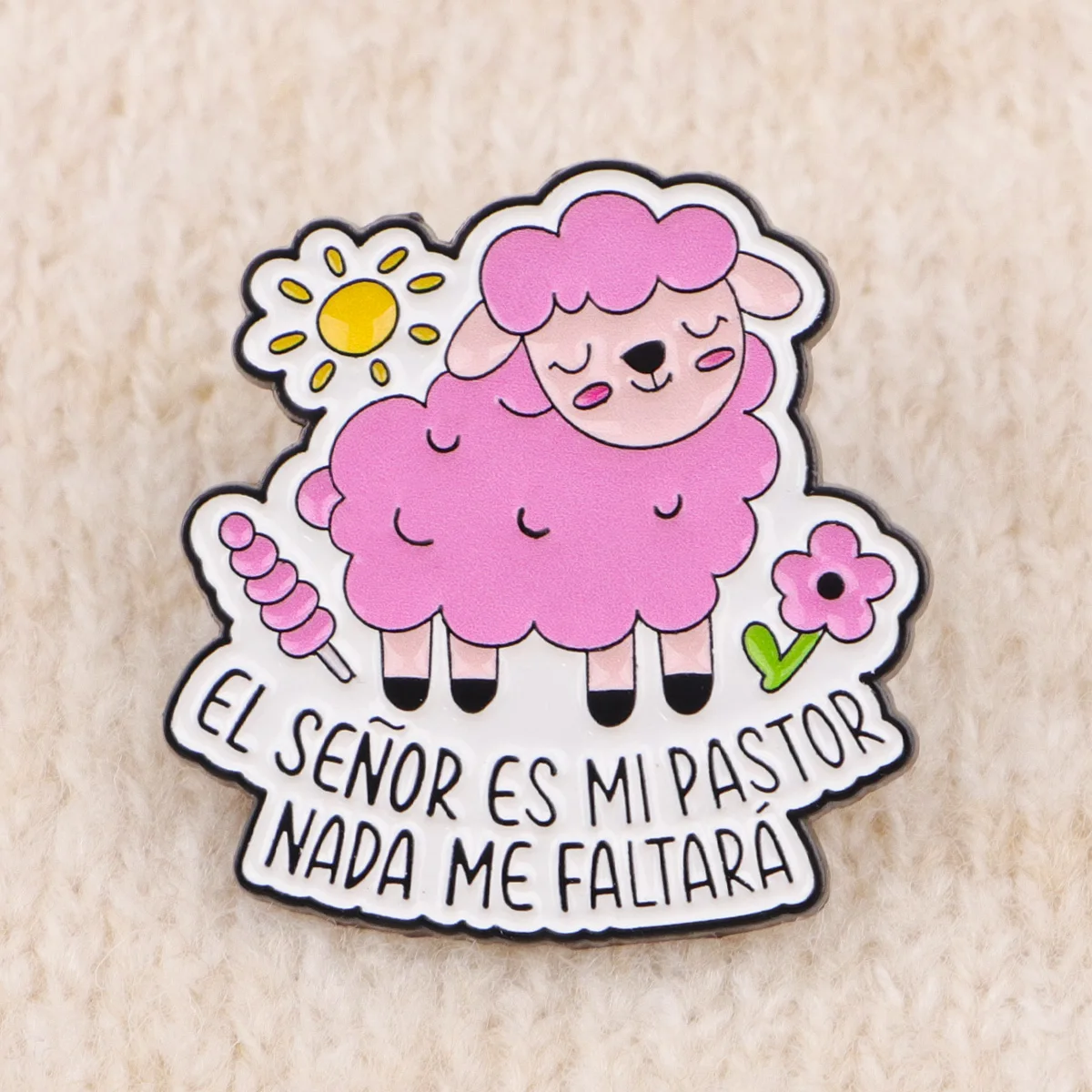 Pin de esmalte oveja rosa con mensaje cristiano broche kawaii - imagen 4