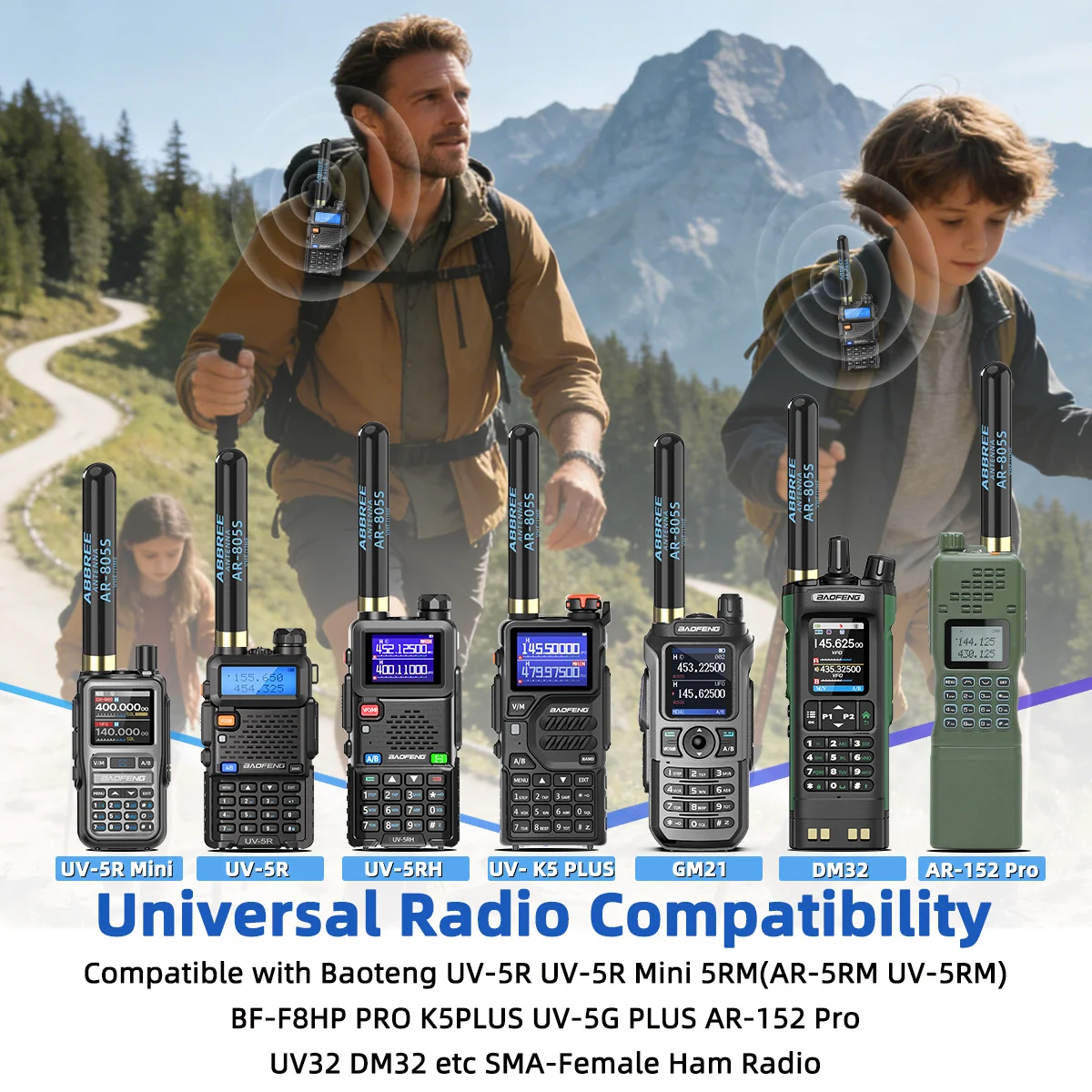 ABBREE AR-805 Plus antena doble banda SMA hembra alta ganancia - imagen 3