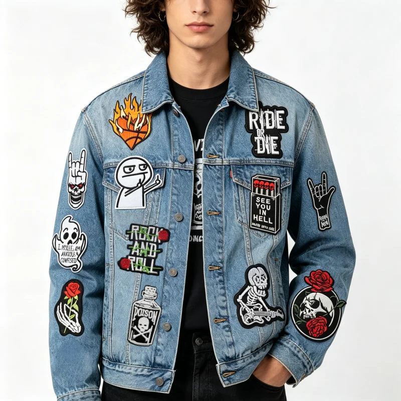 Parche termoadhesivo punk con rayas bordadas para ropa y manualidades - imagen 5