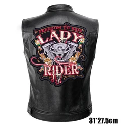 Parche bordado de cuero calavera punk termoadhesivo para chaqueta