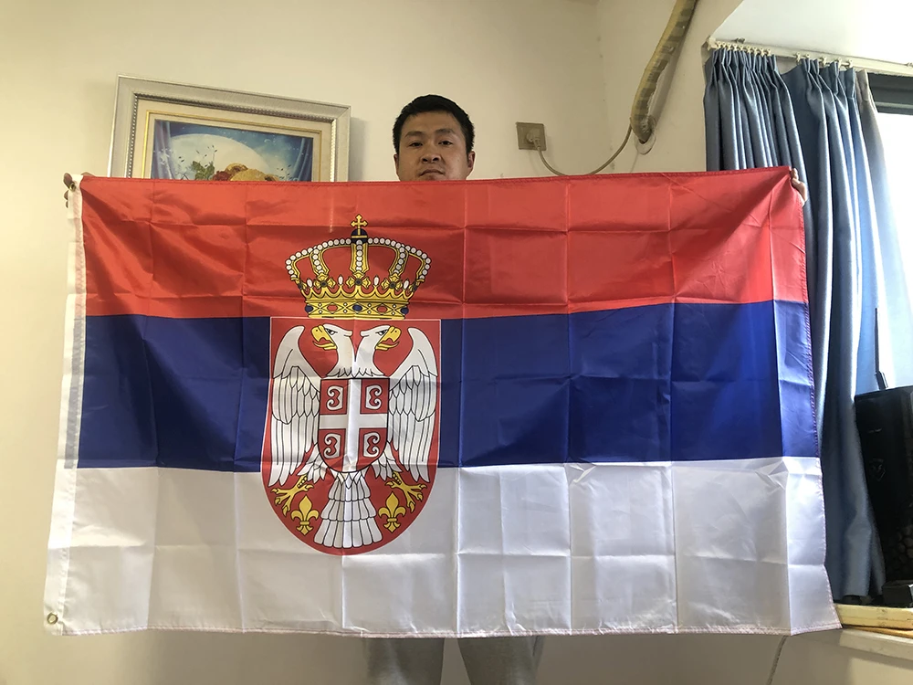 Bandera de Serbia Sky poliéster premium