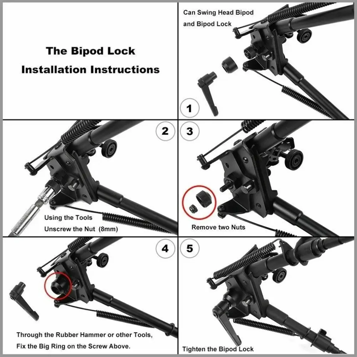 Adaptador Harris bípode rifle – Montaje giratorio táctico - imagen 4
