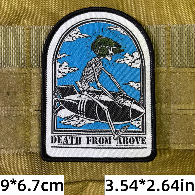 Parche táctico Death From Sky bordado gancho y bucle calavera - imagen 3
