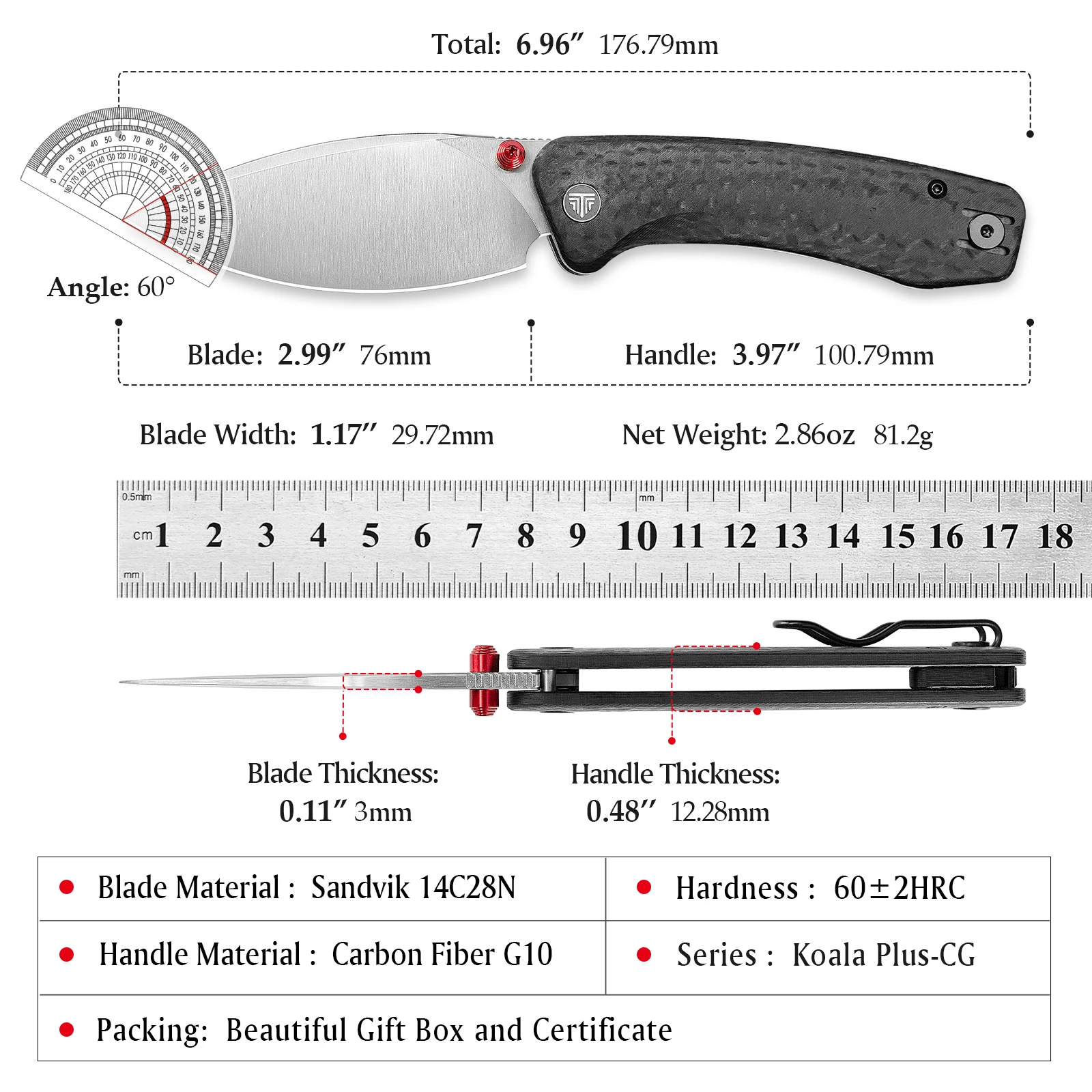 Cuchillo plegable TRIVISA Koala-CG Plus para supervivencia aire libre - imagen 4