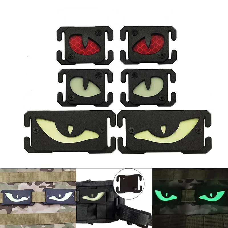 Parche táctico MOLLE ojo de gato brillante para casco y mochila