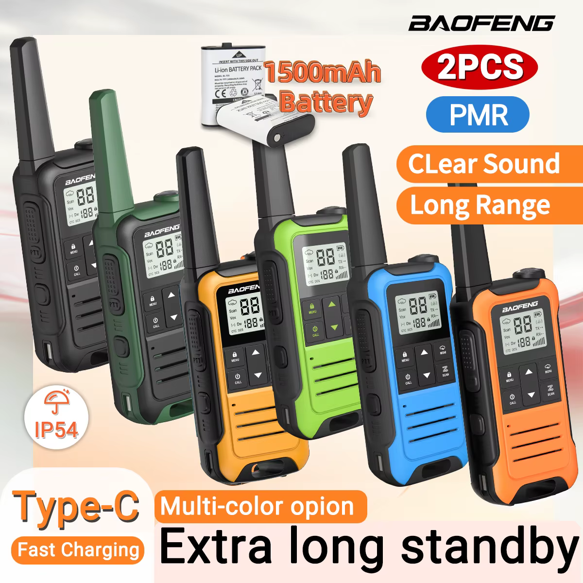 Baofeng F22 Walkie Talkie PMR recargable VOX compacto para exteriores - imagen 3