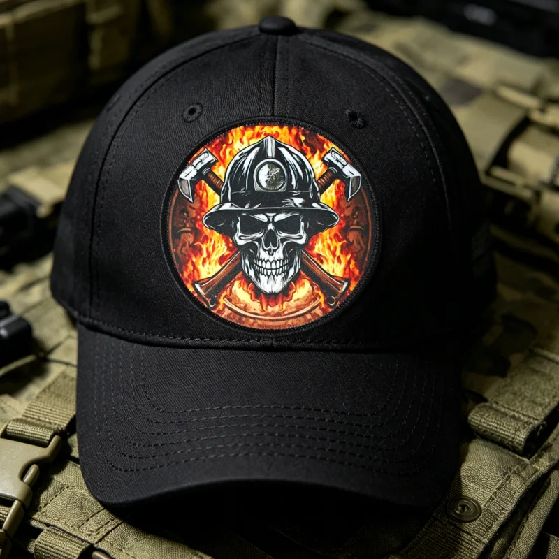 Parche táctico calavera bombero – Gancho y bucle para mochila y ropa