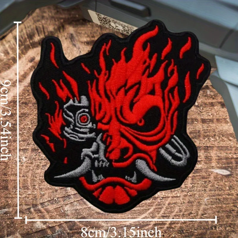 Parche táctico cabeza de diablo rojo Punk con velcro