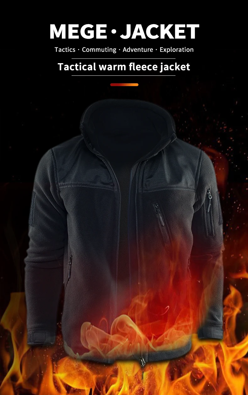 Vista frontal de la chaqueta táctica militar de lana