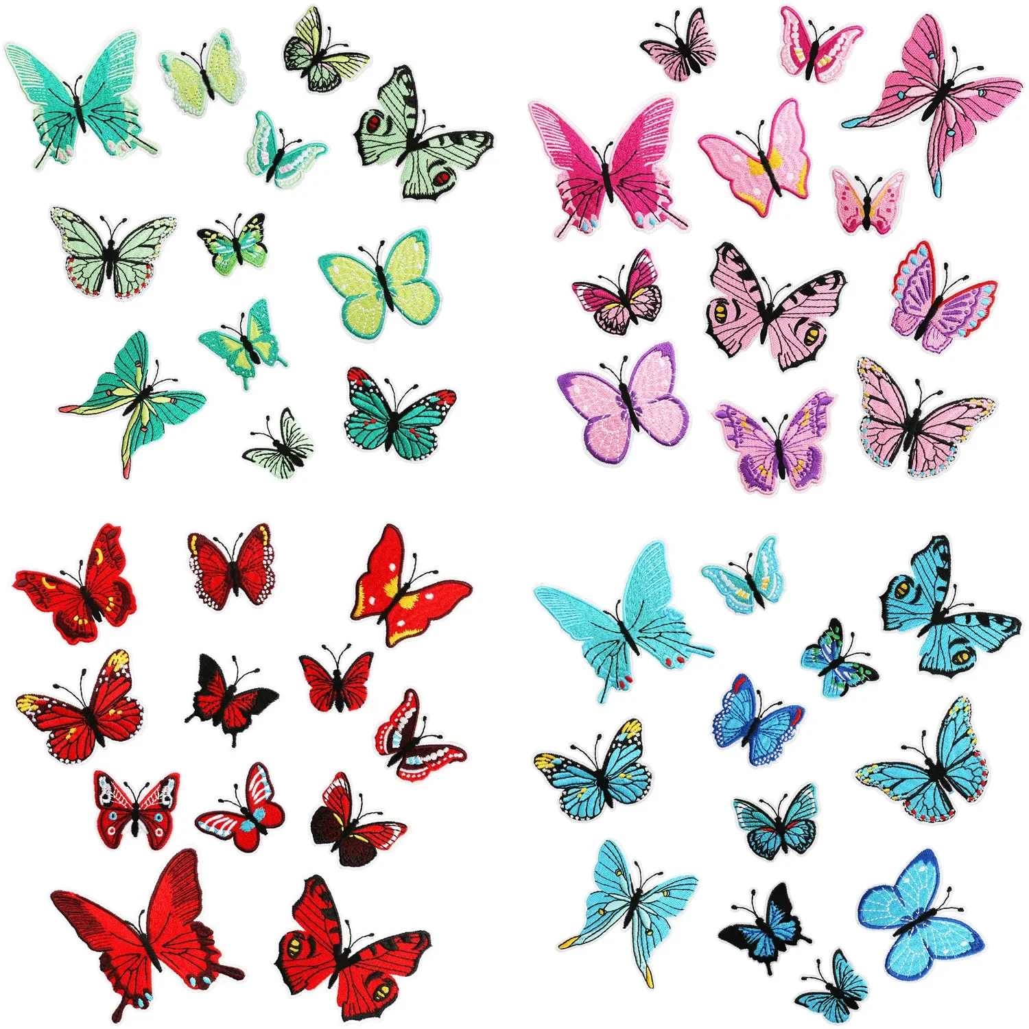 Parches bordados de mariposa en colores