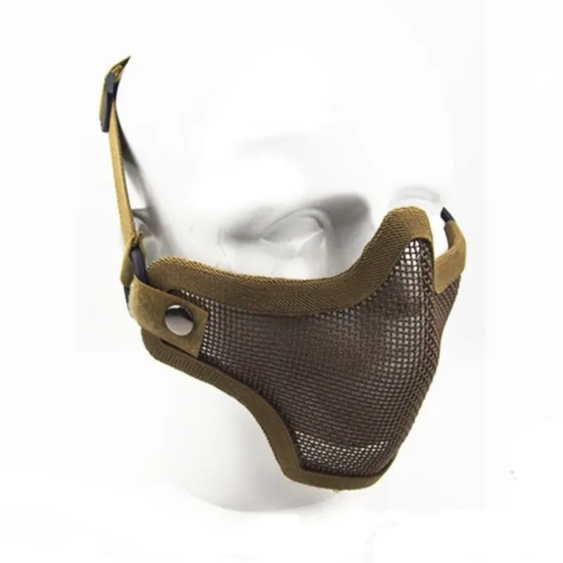 Mascarilla táctica media cara malla metálica camuflaje paintball - imagen 2