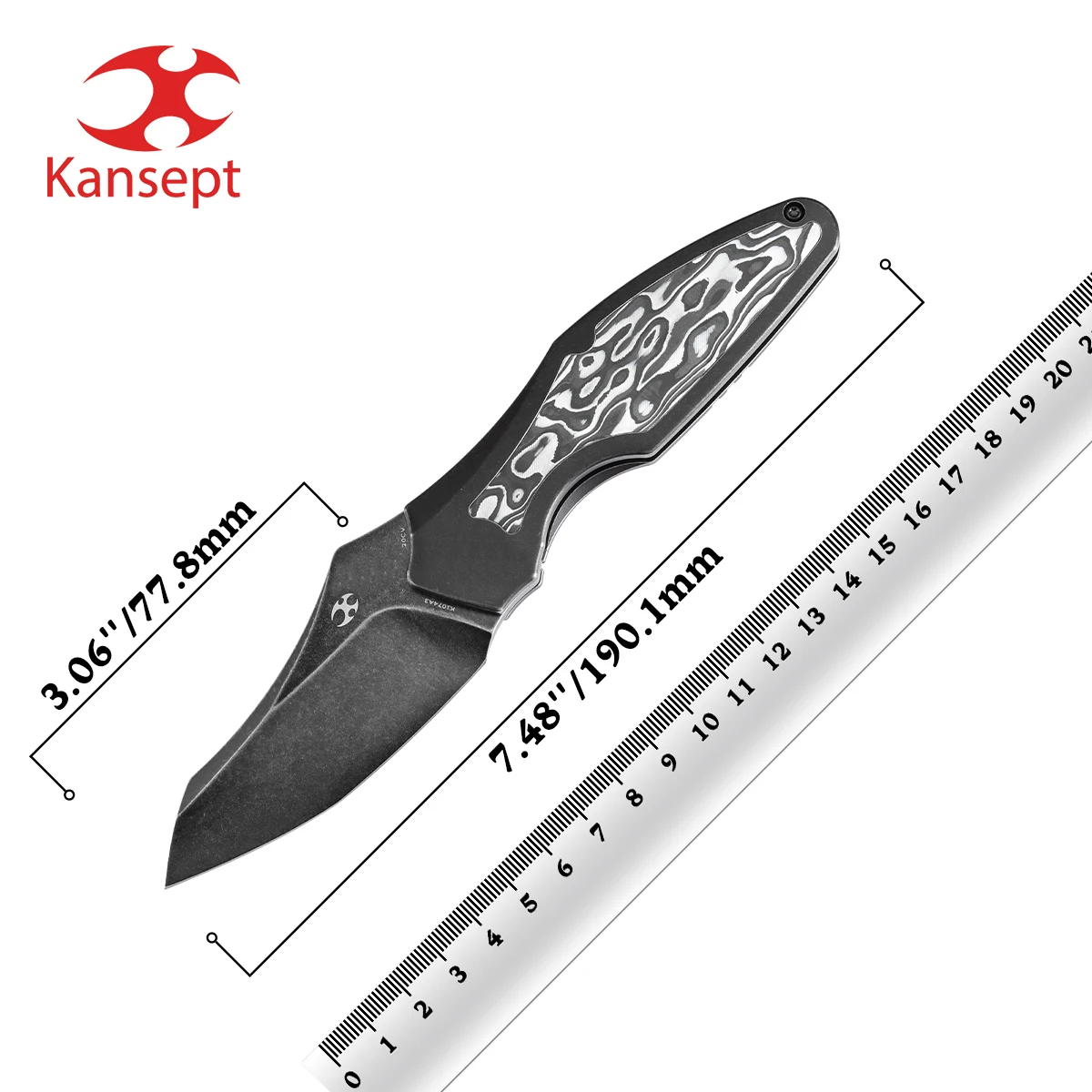 Cuchillo Táctico Plegable Kansept Baba Yaga CPM 20CV Titanio Fibra Carbono - imagen 3