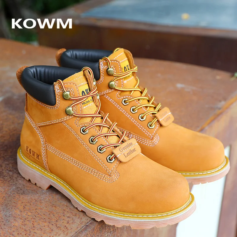 KOWM Botas tácticas impermeables en desierto cuero de vaca para hombre - imagen 2