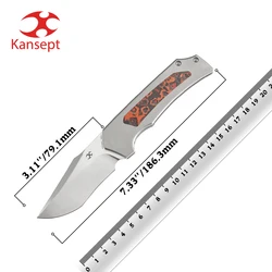 Cuchillo plegable Kansept Fermi - Hoja Damasco con mango micarta y Timascus