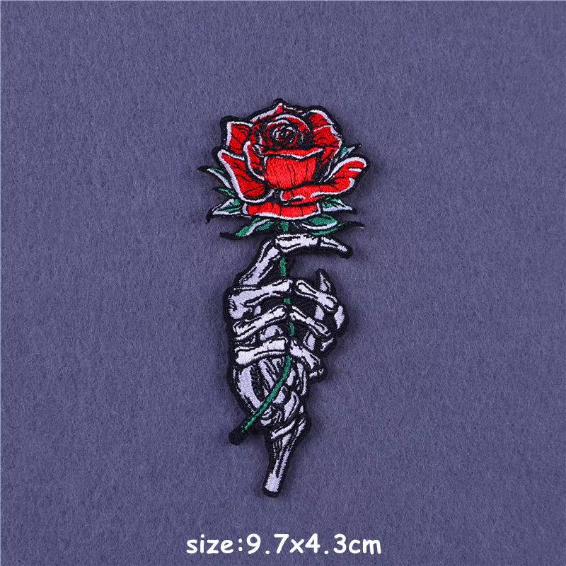 Parche bordado punk rosa y roja termoadhesivo para ropa táctica - imagen 2