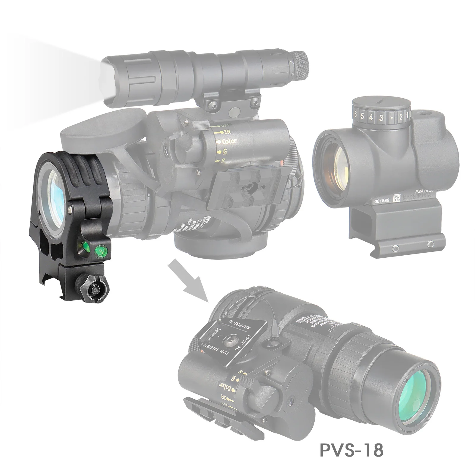 PVS-18 montura táctica anillo metálico con nivel para riel - imagen 4