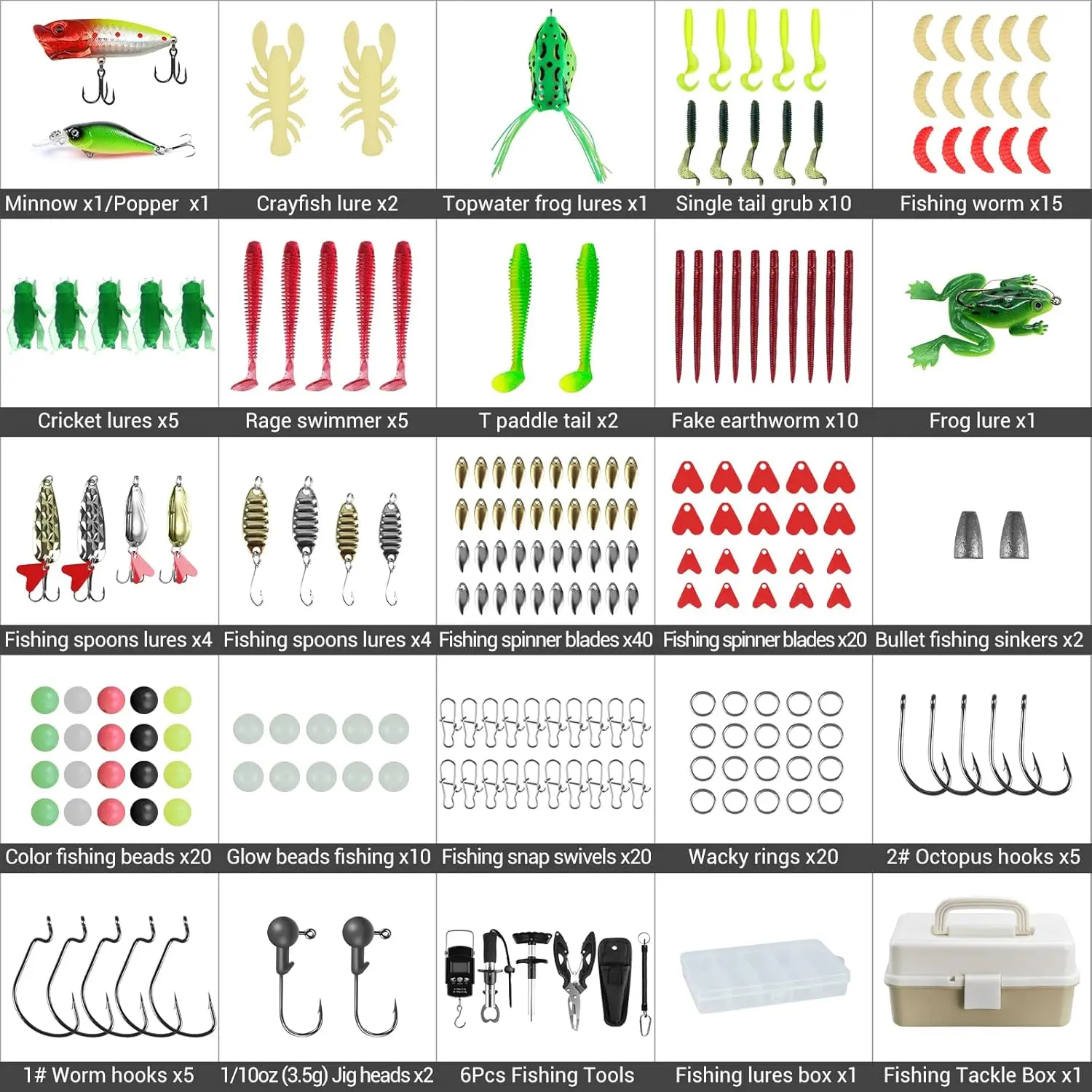 Señuelos y accesorios variados incluidos
