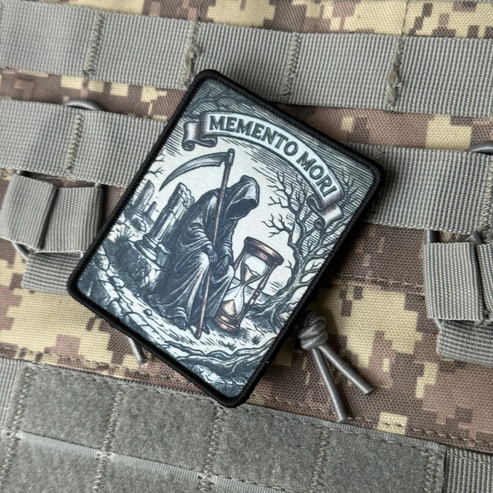 Parches tácticos gancho y bucle reloj de arena memento mori - imagen 2