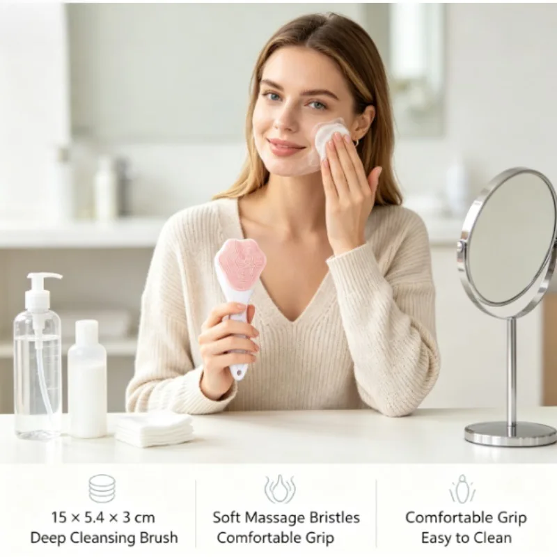 Cepillo facial de silicona con mango para limpieza y masaje - imagen 5