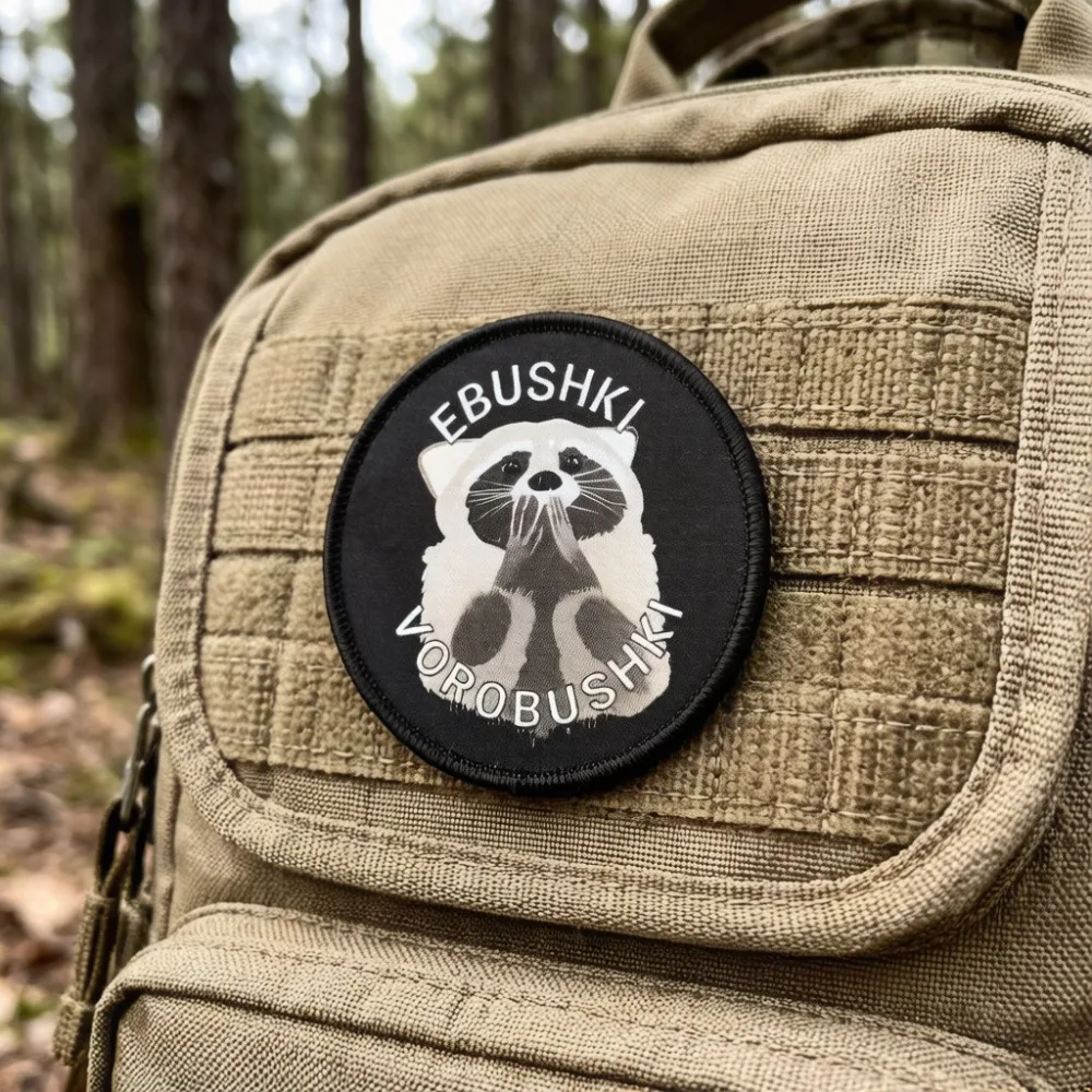 Parche táctico Raccoon gancho y bucle para mochila insignia