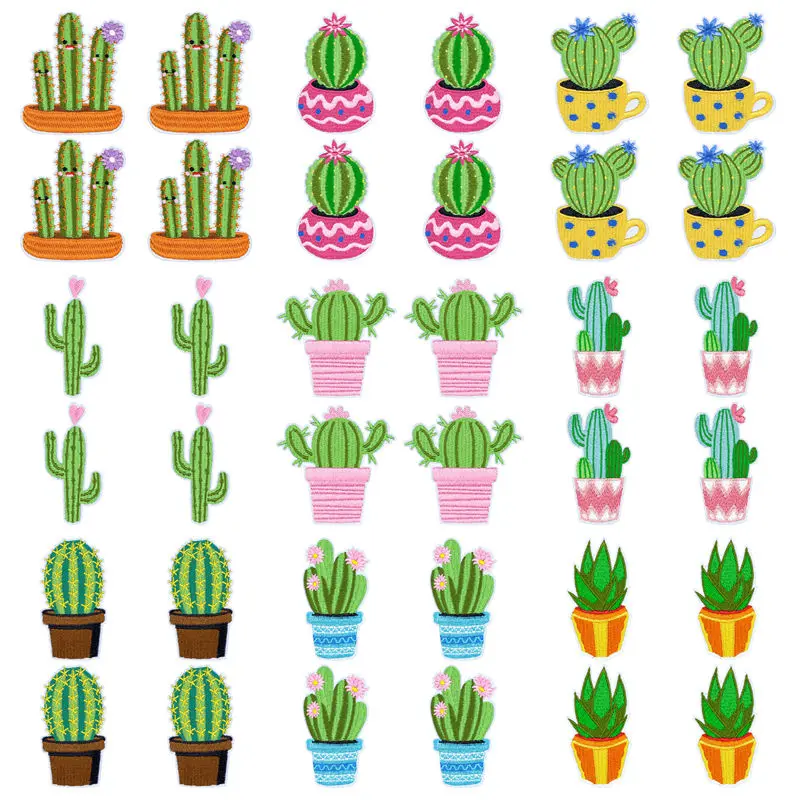 Parche termoadhesivo bordado desierto occidental aloe vera cactus flor