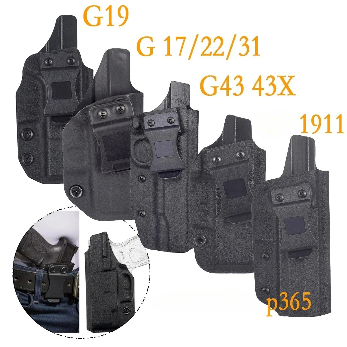 Cinturón interior táctico funda oculta Glock mano derecha doble hilera - imagen 4