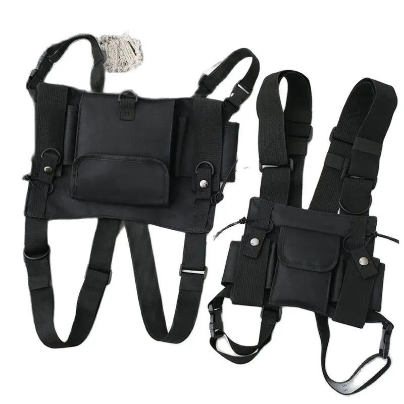 Chest rig táctico negro estilo urbano - bolso de pecho funcional